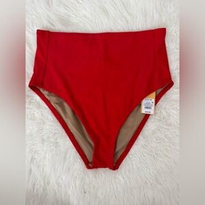 Kona Sol Red High-Waisted Tummy Control Bikini Bottom